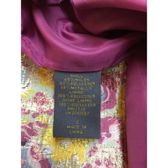 Zac Posen Target Floral Metallic Cocktail Dress Size 3 Asymmetrical Coquette - Picture 6 of 10